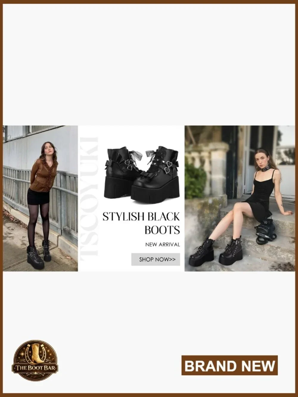 Chunky Platform Ankle Boots Lace Up Round Toe Wedge Heel Gothic Bootie